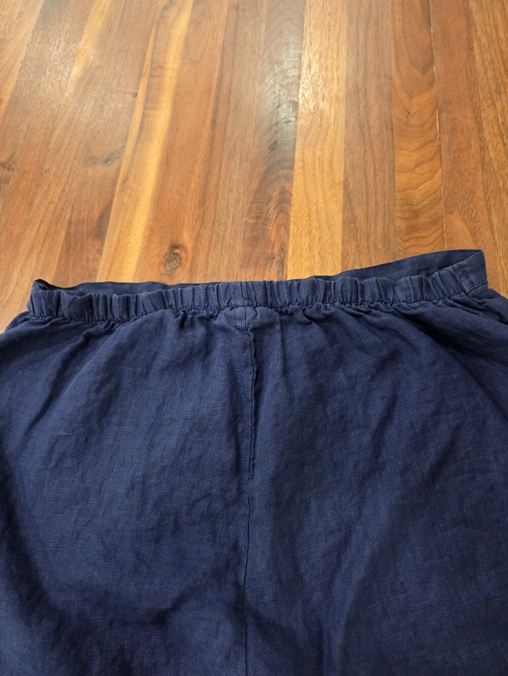 bryn Walker Navy Wide-Leg Linen Pants Made In USA  Elastic Waist - Picture 10 of 10